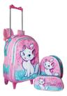 Kit Mochila Gatinha Marie Meninas Rodinhas Escolar Rosa