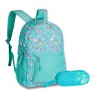 Kit Mochila Good Vibes de Costas C/ Estojo Duplo Rainbow Escolar Juvenil Feminina - Clio