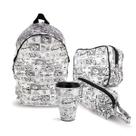 Kit Mochila Grande Bolsa Estojo e Copo Turma da Mônica PB