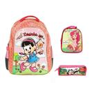 Kit Mochila Grande Costas Lancheira Estojo Rosinha