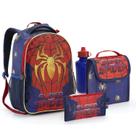 Kit Mochila Homem Aranha Escolar Completo 5 Peças Estojo Lancheira Garrafinha