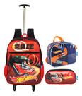 Kit Mochila Hot Wheels Escolar Meninos Estojo Original Grand