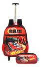 Kit Mochila Hot Wheels Meninos Estojo Escolar Rodinhas Nova