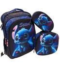 Kit Mochila Infantil Azul 3d Personagem Menino Escola Creche Azul Stich