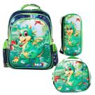 Kit Mochila Infantil Costas Escolar Menino Estojo Lancheira Dino