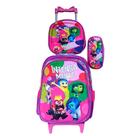 Kit Mochila Infantil Divertidamente em 3D com Rodinhas + Lancheira Térmica + Estojo Escolar