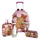 Kit Mochila Infantil Escolar Capivara Capybara Rodinhas G