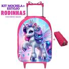 Kit Mochila Infantil Escolar Carrinho + Estojo Unicórnio Fairy Prática Resistente Volta às Aulas Kit Mochila Infantil Escolar Carrinho + Estojo Unicórnio Fairy Prática Resistente Volta às Aulas