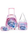 Kit Mochila Infantil Escolar de Rodinhas Bolsa Reforçada