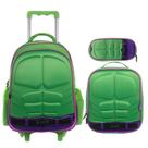 Kit Mochila Infantil Escolar Rodinhas Lancheira e Estojo Smash Verde - Yins