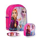 Kit Mochila Infantil Escolar Rosa Frozen Costas Lançamento
