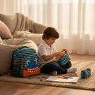 Kit Mochila Infantil Escolar Tubarão Laranja 3 Peças Mochila + Lancheira + Estojo Resistente e Espaçoso
