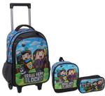 Kit Mochila Infantil Estojo e Lancheira Blocks Menino Yepp - 6322