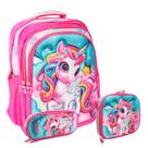 Kit Mochila Infantil Feminina Costas Lancheira Térmica G