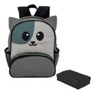 Kit Mochila Infantil Gatinho Dinossauro Com Estojo Escolar Triplo Unissex Resistente Volta às Aulas