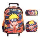 Kit Mochila Infantil Masculina Rodinha Naruto 3D + Lancheira