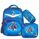 Kit Mochila Infantil Menino Robo/Gamer Linda Reforçada Prática Grande Voltas às Aulas