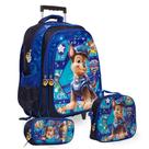 Kit Mochila Infantil Patrulha Canina 3D Desenho Carrinho