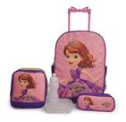 Kit Mochila Infantil Princesa Sofia Rodinha Lancheira Termica