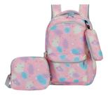 Kit Mochila Infantil Resistente Estojo Lancheira Escolar Top