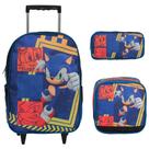 Kit Mochila Infantil Rodinha Sonic Lancheira Estojo Escolar