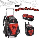 Kit Mochila Infantil Spider Be A Hero Com Carrinho Resistente Estilosa - Denlex