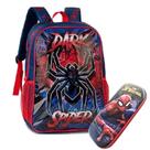 Kit Mochila Infantil Spider + Estojo 3D Homem-Aranha Marvel