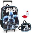 Kit Mochila Infantil Star Wars Disney Rodinha Escolar Tam G Com Lancheira Térmica Kit Mochila Infantil Star Wars Disney Rodinha Escolar Tam G Com Lancheira Térmica