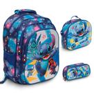 Kit Mochila Infantil Stitch Costas Juvenil Grande 3 Peças
