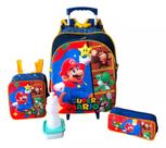 Kit Mochila Infantil Super Mario & Luigi Game Tam G Rodinhas