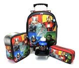 Kit Mochila Infantil Vingadores Rodinhas M + Lancheira F5