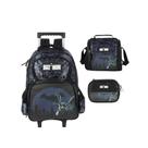 Kit Mochila juvenil Escolar Batman Rodinhas Lancheira Estojo