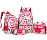 Kit Mochila Juvenil Infantil Feminino Masculino Escolar 4 Pç