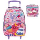 Kit Mochila Lancheira Dermiwill Container Kids Candies Rosa