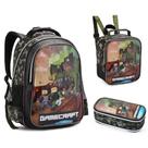 Kit Mochila Lancheira e Estojo Escolar Infantil Do Gamecraft Kit Mochila Lancheira e Estojo Escolar Infantil Do Gamecraft