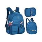 Kit Mochila Lancheira e Estojo Rebecca Bonbon Beaded Fun Com Cadarço RB27422 Cor:Azul