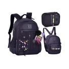Kit Mochila Lancheira e Estojo Rebecca Bonbon Beaded Fun Com Cadarço RB27424 Cor:Preto