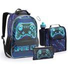Kit Mochila + Lancheira + Estojo e Garrafa Game On - Seanite