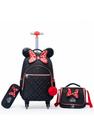 Kit Mochila Lancheira Estojo Resistente Minnie Escolar Rodinha Infantil Disney
