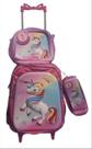 Kit Mochila + Lancheira Termica + Estojo Escolar Infantil Com Rodinhas Meninas Unicornio