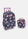 Kit mochila + lancheira uni floresta azul marinho puket