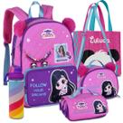 Kit Mochila Luluca Escolar Lancheira e Estojo Meninas 2026