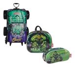 Kit Mochila Malinha Escolar Hulk Monster Truck 3d Rodinhas G
