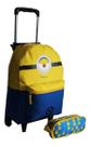 Kit Mochila Minions Infantil Escolar Rodinhas Aulas Estojo