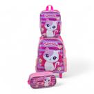 Kit mochila mochilete creche maternal infantil rodinha escolar lancheira termica estojo gatinha marie cat sweetie