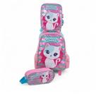 Kit mochila mochilete infantil creche maternal rodinha escolar lancheira estojo gatinha marie cat sweetie