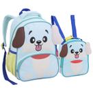 Kit Mochila Pequena E Lancheira Térmica Infantil Creche Escola 0 a 4 Anos Menino Cachorro