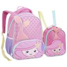 Kit Mochila Pequena E Lancheira Térmica Infantil Escola Creche 0 a 4 Anos Sereia