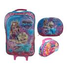 Kit Mochila Pequena Rodinha Lancheira Estojo Princess On Ice