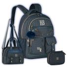 Kit Mochila Rebecca Bonbon Costas Lancheira Jeans E Estojo